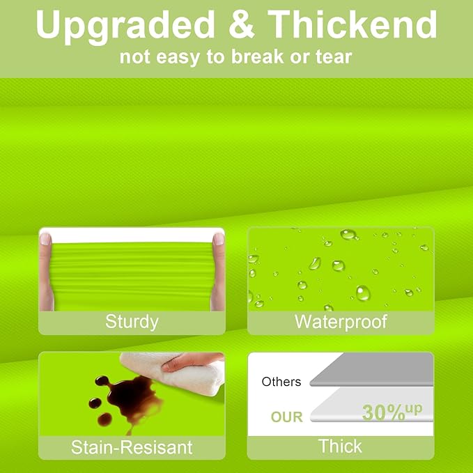 QIKSION Lime Green Plastic Table Cloth Disposable 2 Pack, 54 x 108