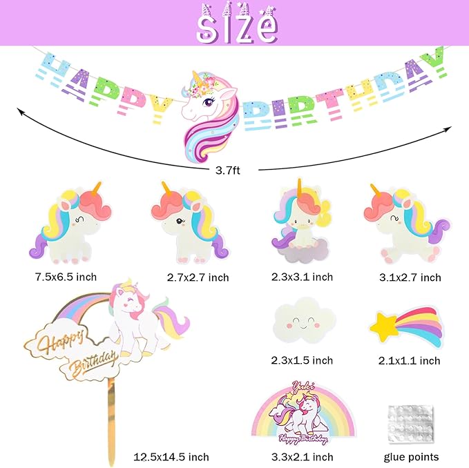 Unicorn 2nd Birthday Party Decorations for Girls Rainbow Banner