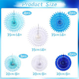 SUNBEAUTY Pack of 13 Blue White Hanging Honeycomb Paper Fans Party