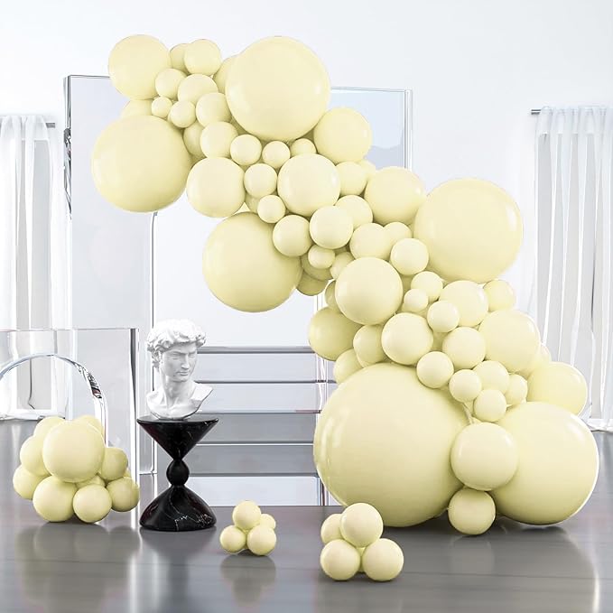 PartyWoo Pastel Yellow Balloons 100 pcs Different Sizes of 36 18 12