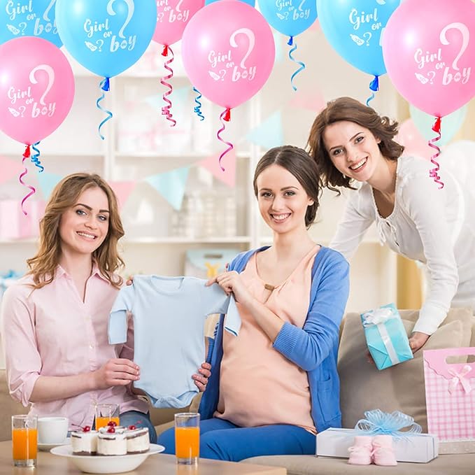 30 Pcs Gender Reveal Balloons Girl or Boy Latex Balloon 12 Inches