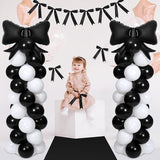 2 Sets Black White Bow Balloon Column Stand Kit Includes 2 Bows & 100