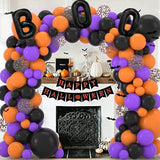 Halloween Balloon Garland Kit 132PCS Black Orange Purple Confetti