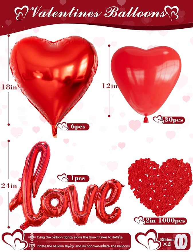 Valentine Day Balloons Decorations I Love You Balloon and Love Bear