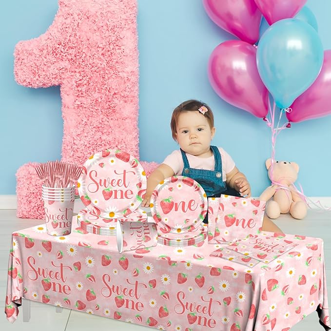 Strawberry 1st Birthday Party Decorations for Girls Sweet One 1st