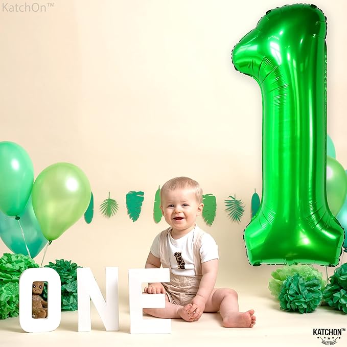 KatchOn, Green 1 Balloon Number for First Birthday - 40 Inch | Number