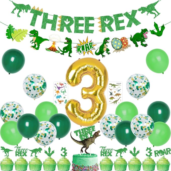 Three Rex Birthday Party Decoration Boy Dinosaur 3rd Birthday