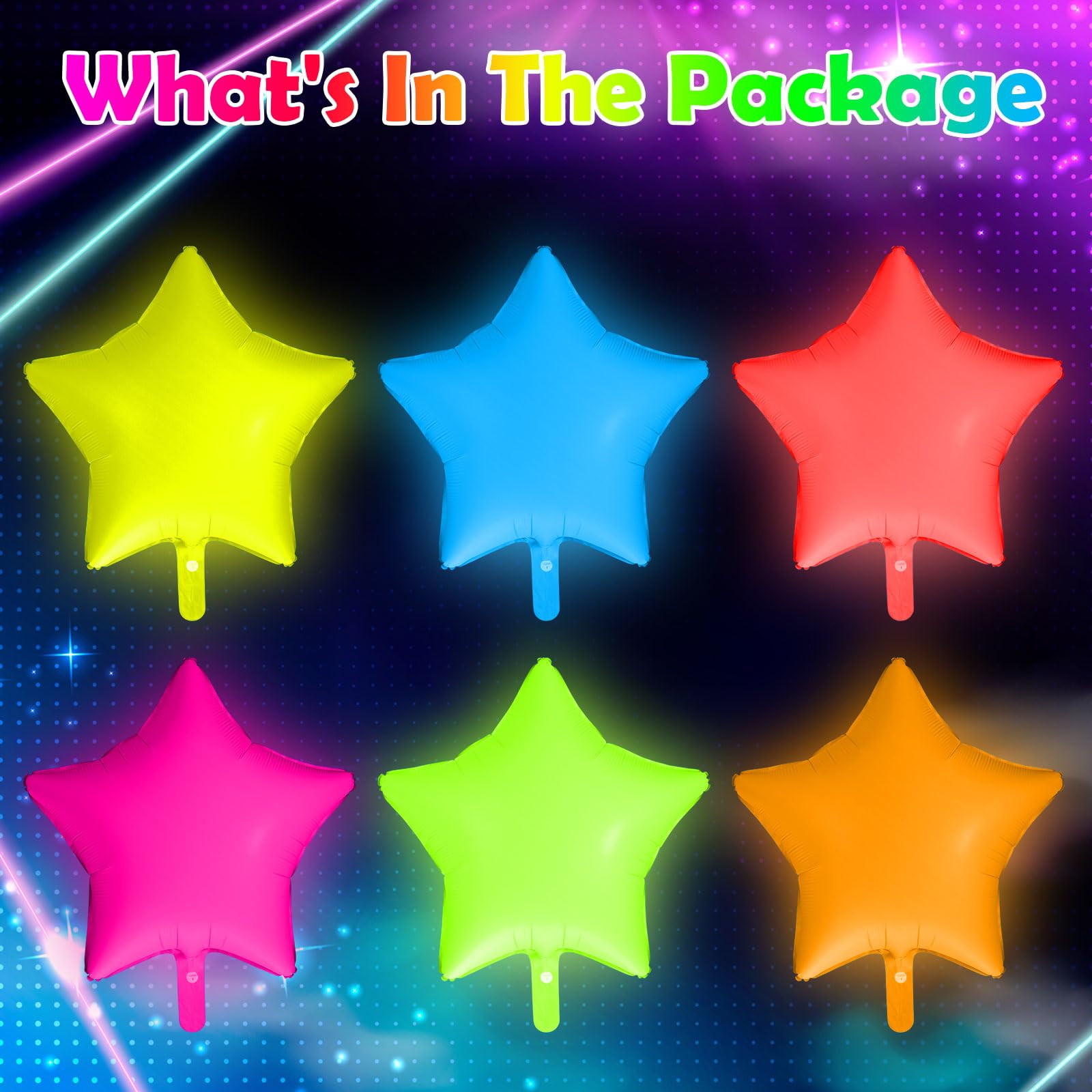 Vertintong 12 Pcs Star Glow in The Dark Neon Balloons Foil Birthday