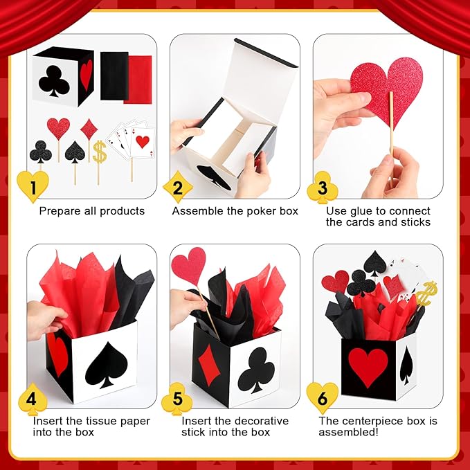 Zhanmai 12 Sets Casino Party Decorations Casino Favor Boxes (6 x 6 x