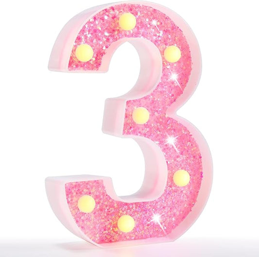 Pooqla Marquee Numbers Lights, light up Numbers Battery Powered,