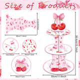 Cherry Bow Birthday Party Decorations - 3 Tier Pink Bow Cupcake Stand