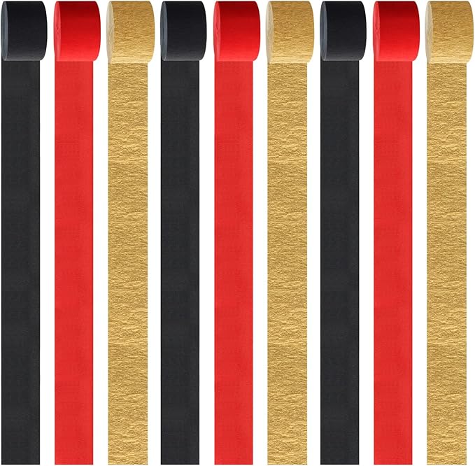 Red-Black Gold Casino-Theme Party-Decorations Streamers - 9 Rolls