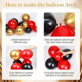 Movie Night Balloon Arch Garland Kit with Red Black and Gold Balloons