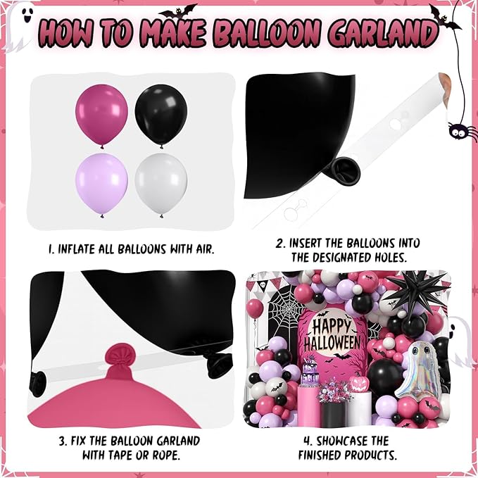 120 Pcs Halloween Balloon Arch Paready Ghost Star Foil Balloon Black