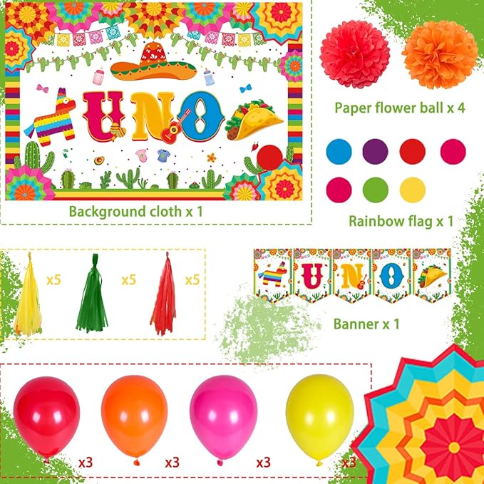 UNO Party Decorations Mexican Fiesta 1st Birthday Party Decorations