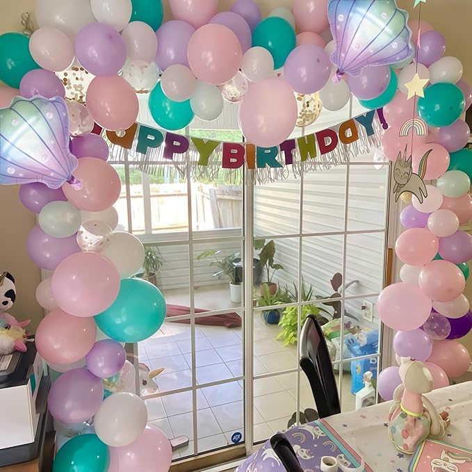 Mermaid Balloons Pastel Pale Pink Light Purple Lilac Teal Pearl