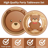 96 Pcs Bear Baby Shower Party Plates Decorations We Can Bearly Wait