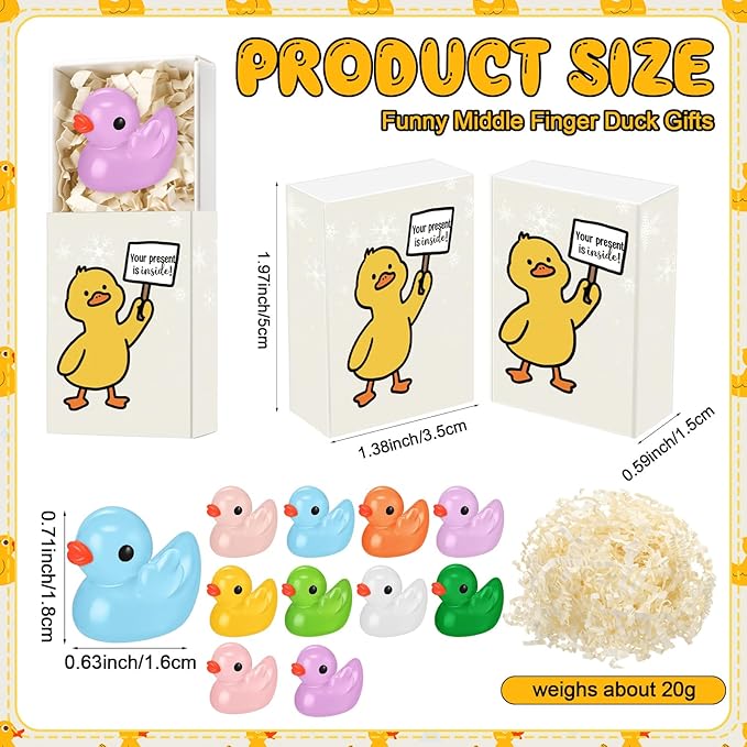 Yookeer 20 Sets Funny Resin Duck Gag Gift Bulk Colorful Resin Finger