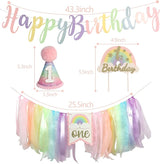 Macaron Pastel Rainbow High Chair Banner for 1st Birthday