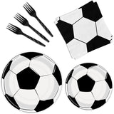 96 Pcs Soccer Plates and Napkins Soccer Party Supplies for Birthday