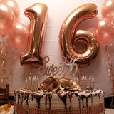 Rose Gold 1 Balloons, 40 Inch Giant Helium Foil Number 0-9 for Girls,