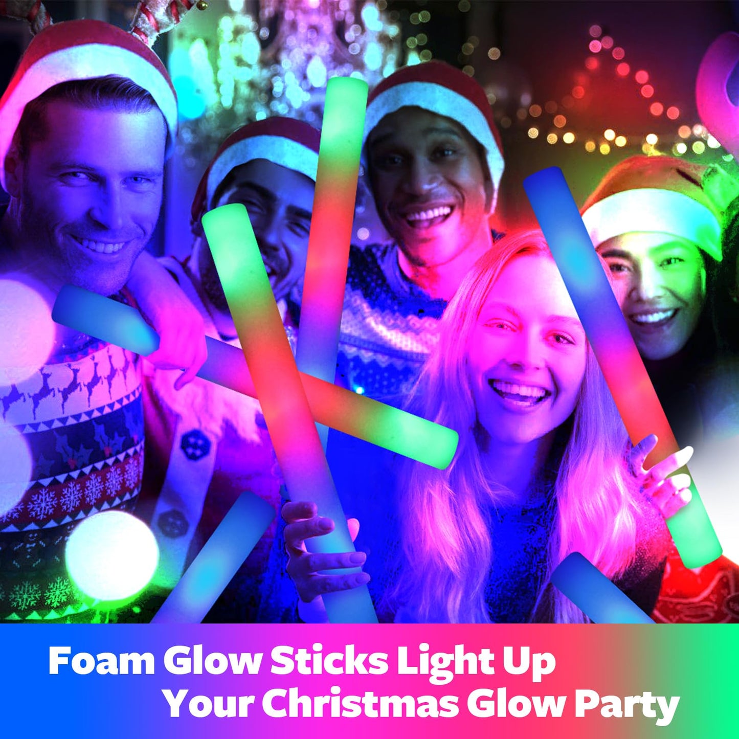wellent 68 PCS LED Foam Glow Sticks Bulk, Glow in the Dark Party