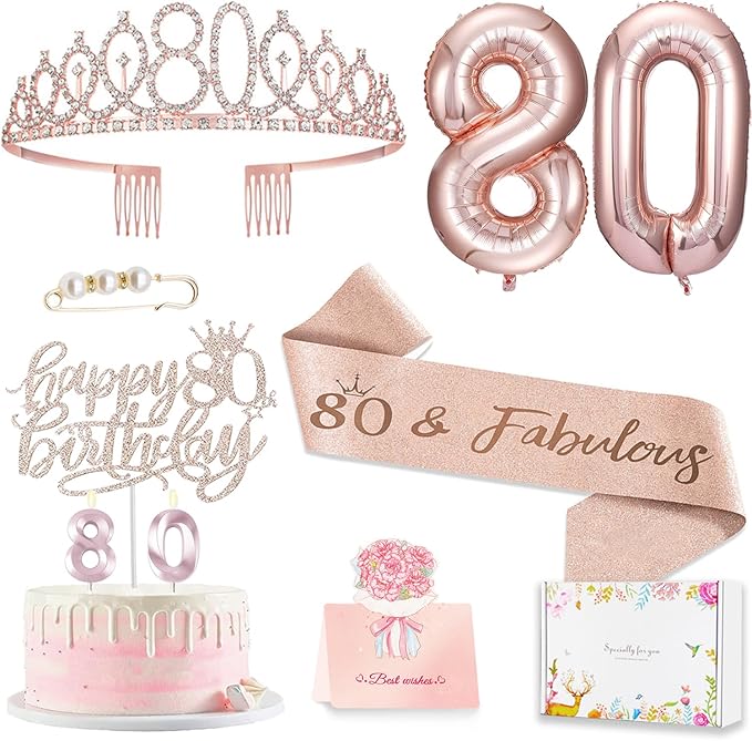 80th Birthday Gifts Decorations for Women Including 80 year old