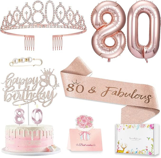 80th Birthday Gifts Decorations for Women Including 80 year old