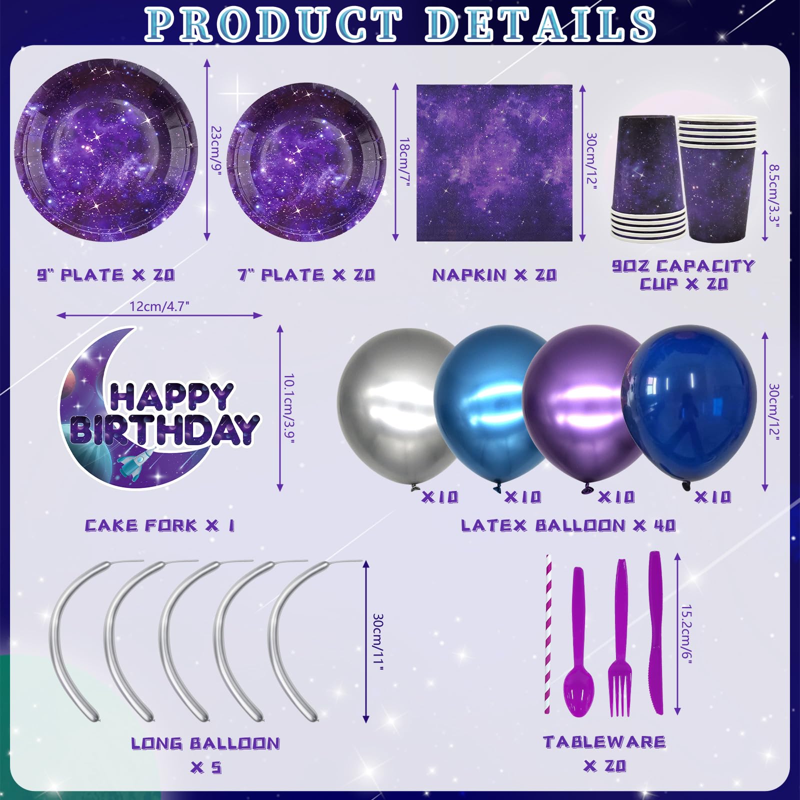 Galaxy Theme Party Decorations, Space Galaxy Happy Birthday Banner