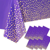 8 Packaging Purple and Gold Plastic Tablecloth, 54 inch x108 inch