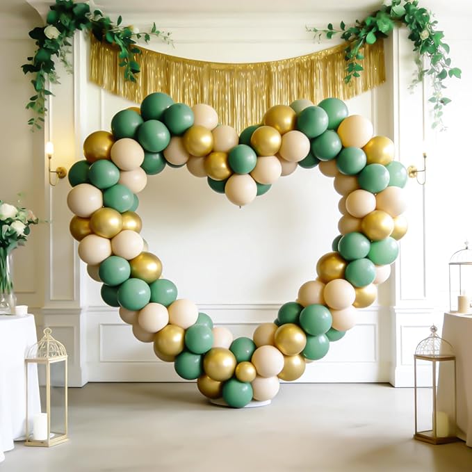 Bezente Sage Green Gold White Balloons Kit - 60pcs 12 inch Sage Green
