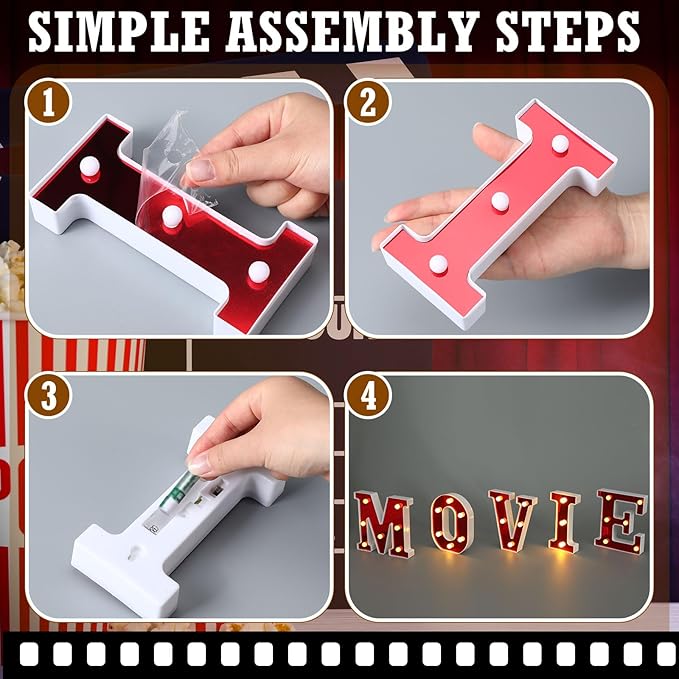 Movie Night Decorations 6.3 Movie Light up Letters Sign Decor