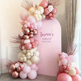 Rose Gold and White Balloons Garland Arch Kit, 162pcs Metallic Rose