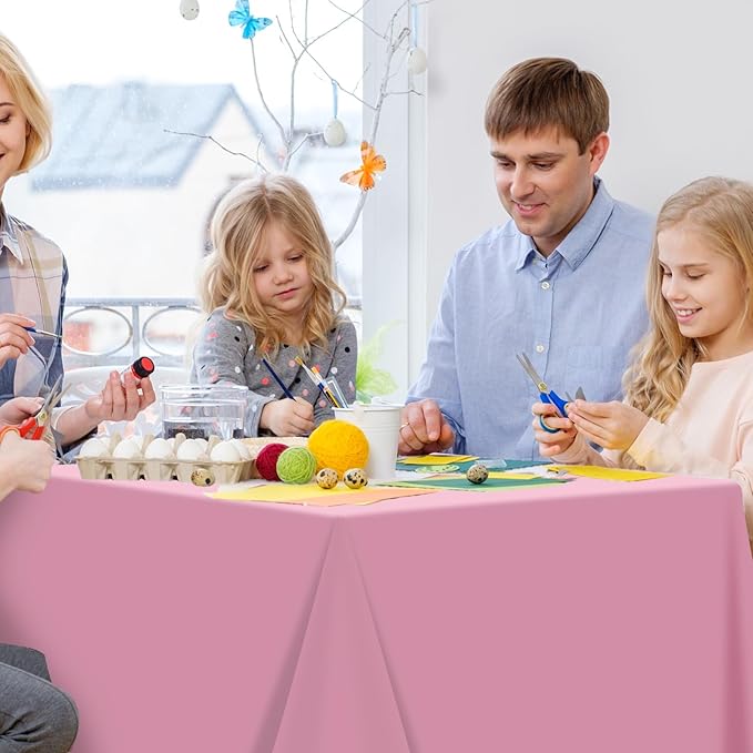 3Pcs Light Pink Tablecloth,Disposable Plastic Tablecloths,Waterproof