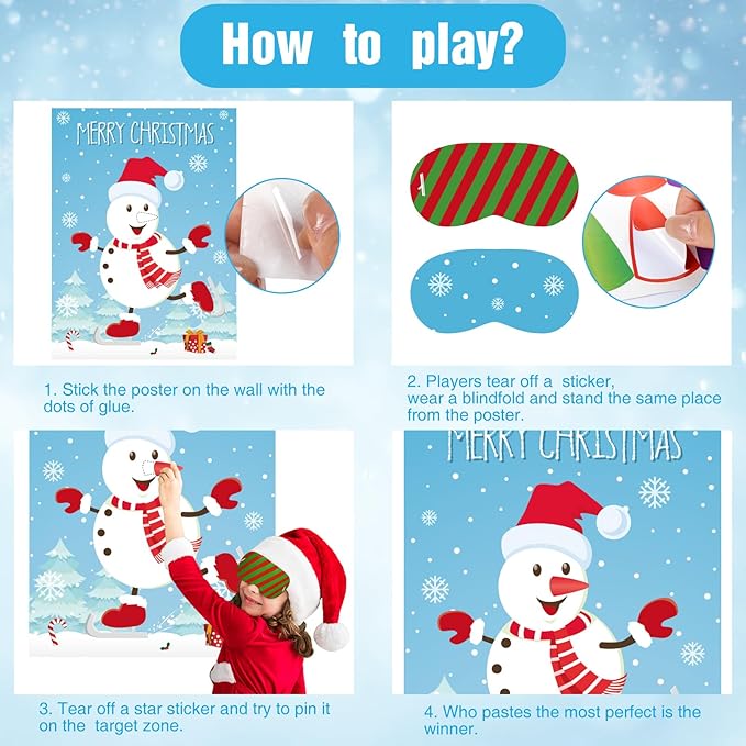 ASTARON Pin The Snowman Nose Christmas Pin The Tail Party Games
