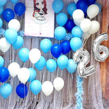 OuMuaMua 62pcs Blue Silver White Confetti Balloons Kit, 12 Inch White