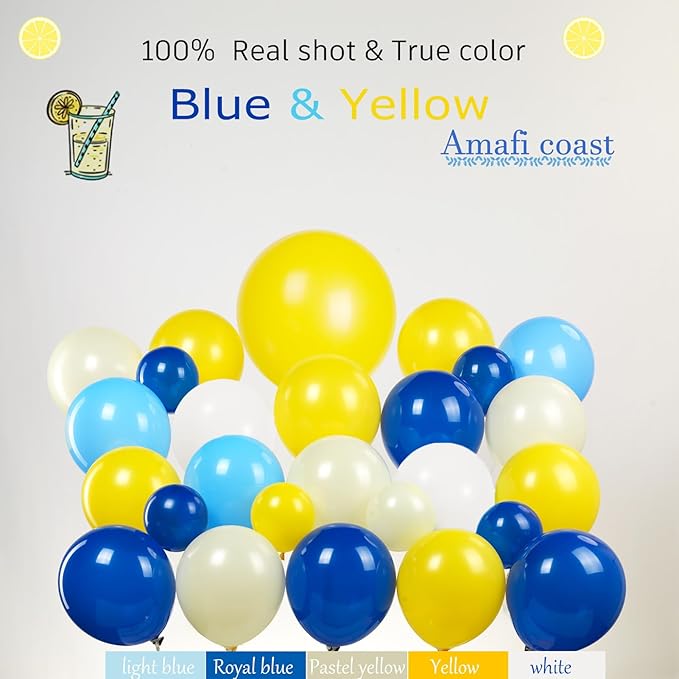 Royal Blue Yellow bridal shower lemon theme balloon arch kit with