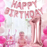 Pink Bow Happy Birthday Balloons, 40” Aluminum Foil Number 1 Balloon