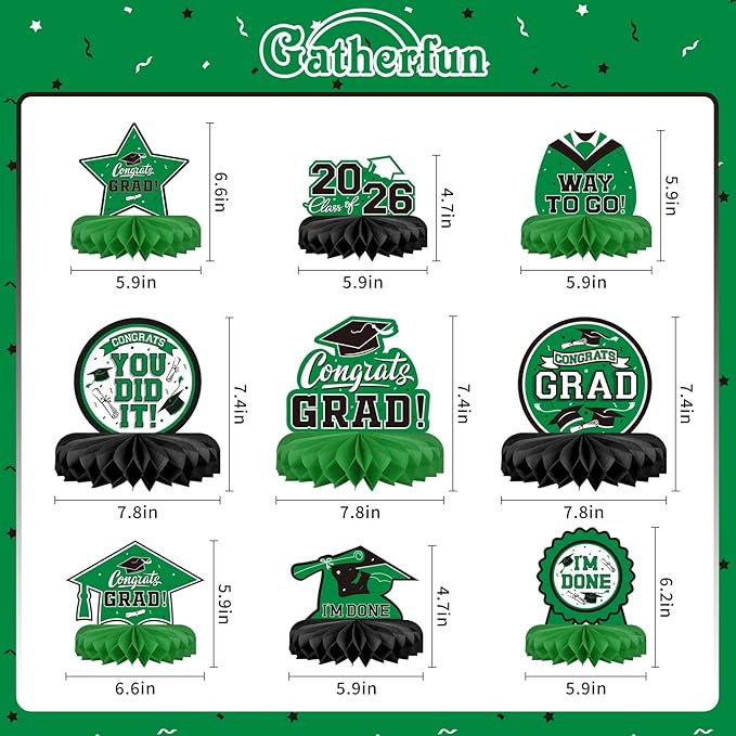 Gatherfun 9PCS Graduation Party Decorations Class of 2026 Congrats