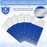 6Pcs Blue and Silver Tablecloth Party Decorations,Plastic Royal Blue