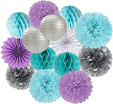 Purple-Blue Silver Frozen Christmas Party Decorations - 14pcs Winter