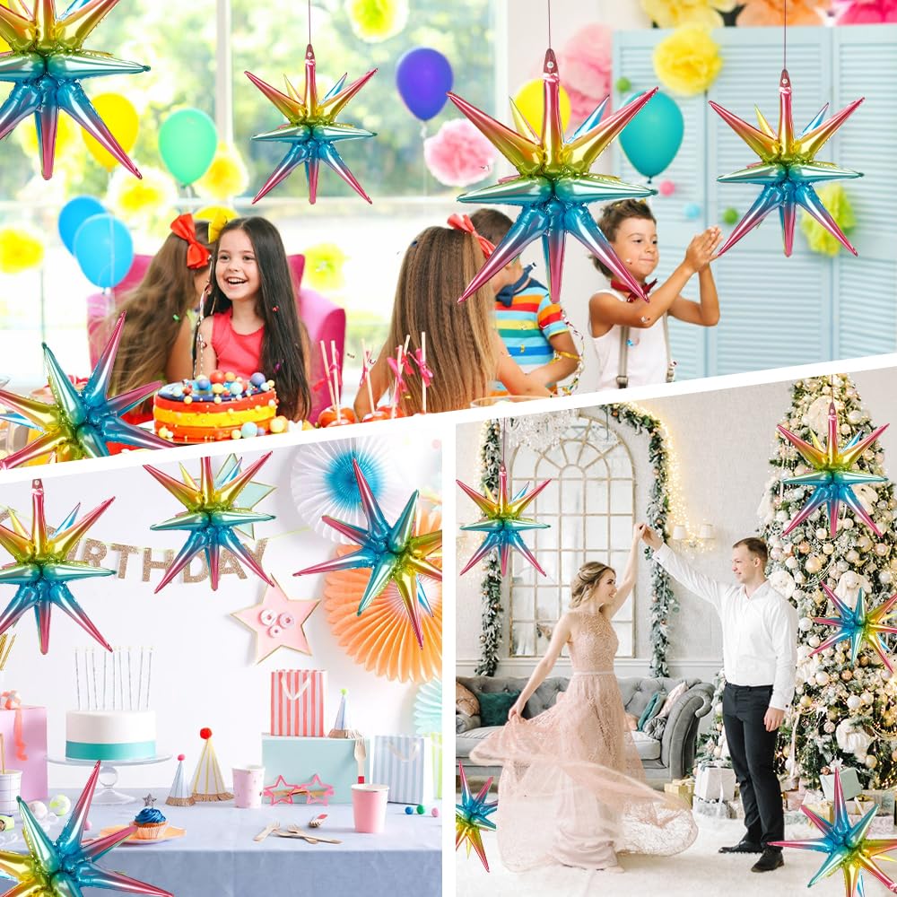 Star Balloons Colorful Balloons 8 Pcs Iridescent Rainbow Balloon Arch
