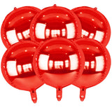 Metallic Red Round Foil Balloons, 22" Large 4D Sphere Mylar Balloons