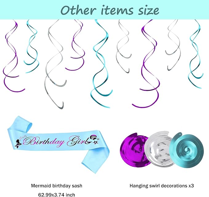 Mermaid Birthday Decorations Little Mermaid Party Supplies with Pink