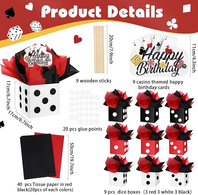 9 Set Casino Theme Birthday Party Decorations for Table Centerpiece