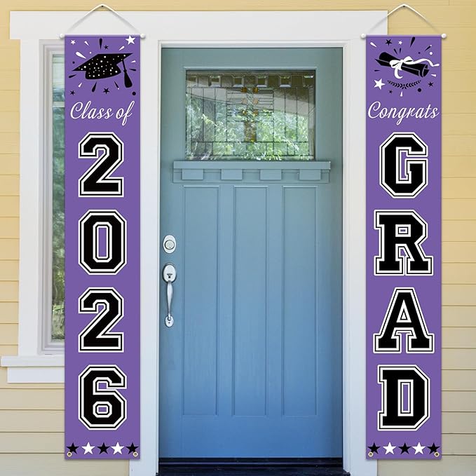 DAZONGE 2026 Graduation Decorations Purple - Graduation Porch Banners