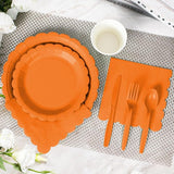 Vyntra 175 Pcs Orange Disposable Paper Plates and Napkins Set for 25,