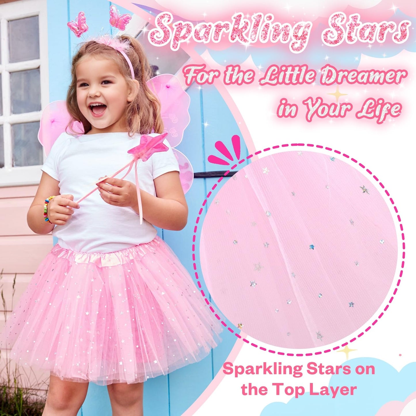 kilofly 6pc Pink Girls Ballet Tutu Kids Birthday Princess Party Favor