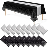16Pack Disposable Plastic Tablecloths and Satin Table Runner Set