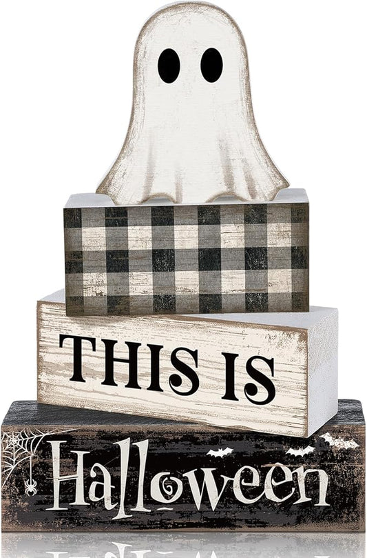 4 Pcs Ghost Halloween Decor Black and White Halloween Tiered Tray